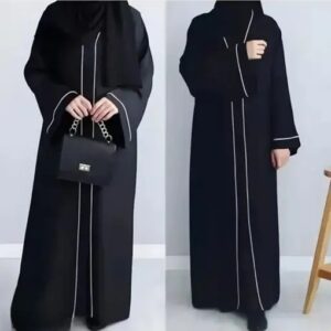 White Piping Abaya